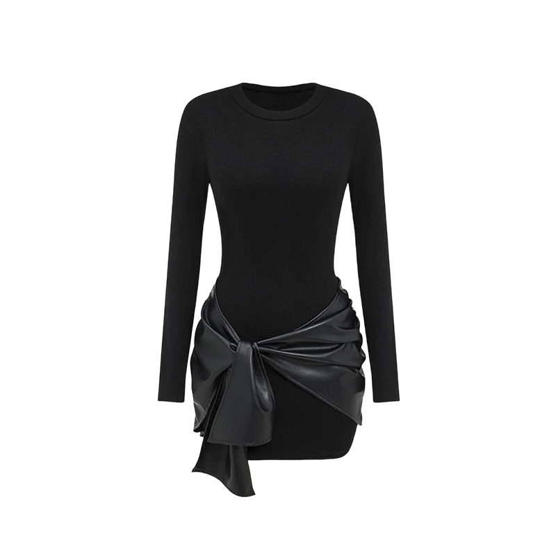 Black Long Sleeve Mini Dress