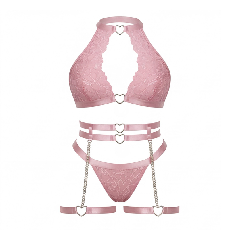 Pink Lace Lingerie Set