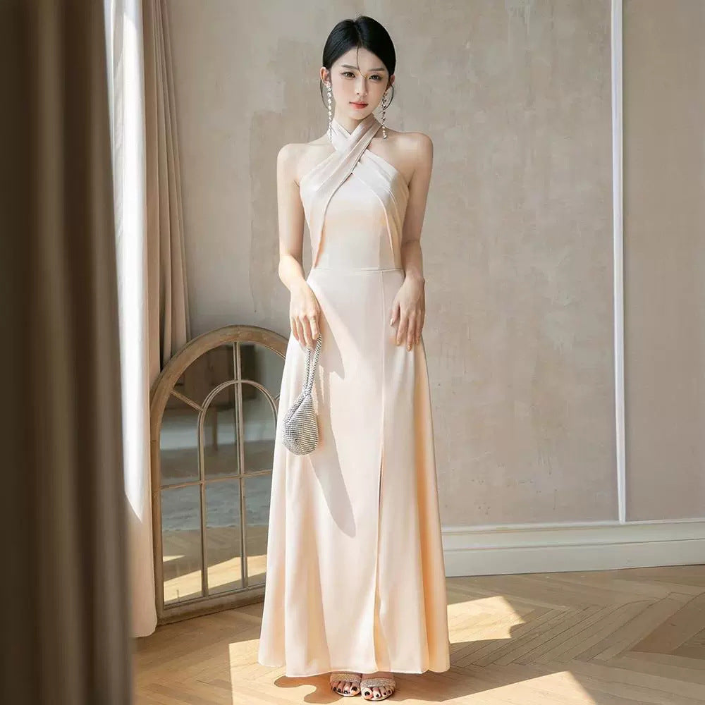 Champagne Satin Bridesmaid Dress