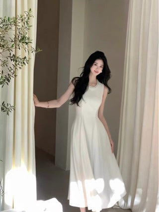 Beige Sleeveless Ball Gown Graduation Dress