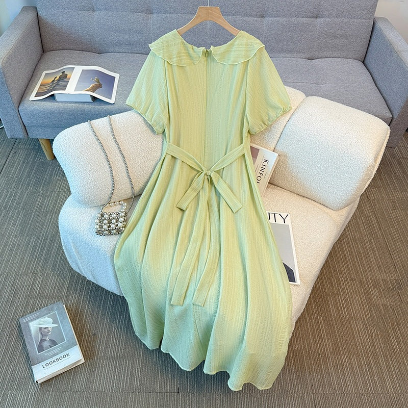 Green Puff Sleeve Corset Plus Size Formal Dress