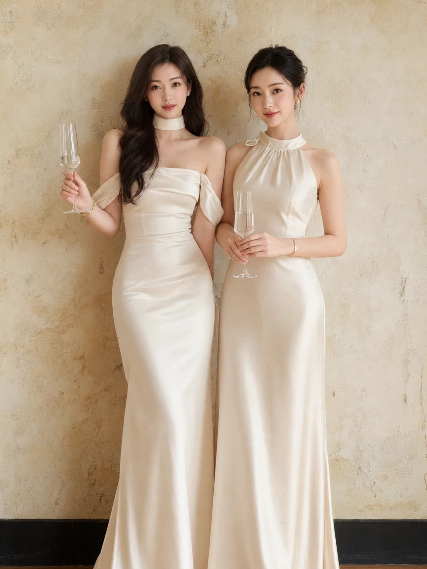Satin Strapless Neo-Chinese Bridesmaid Dress
