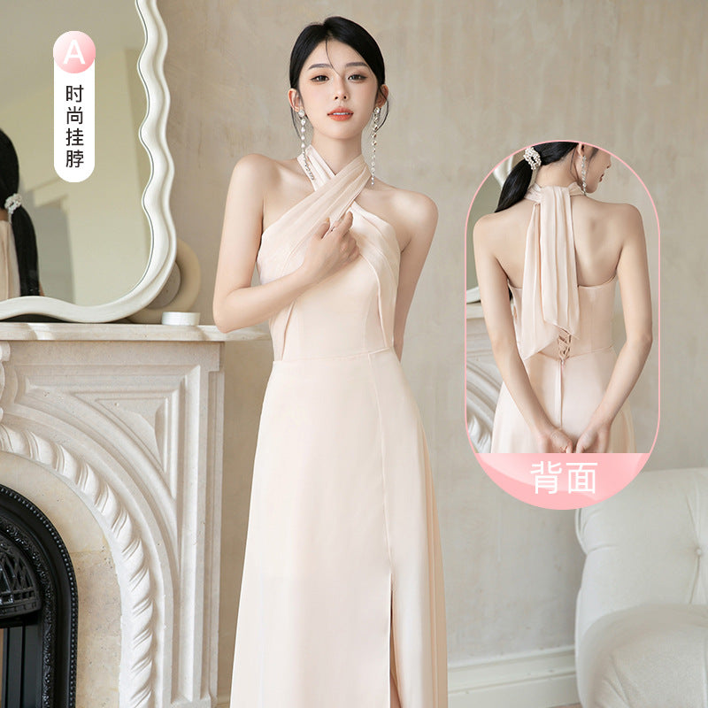 Champagne Satin Bridesmaid Dress