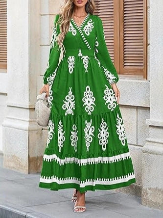 V-Neck Long Sleeve Wedding Guest Dress