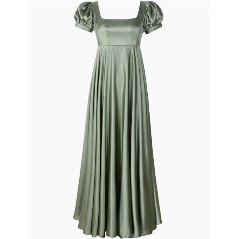 Grey Satin Bridesmaid Dress