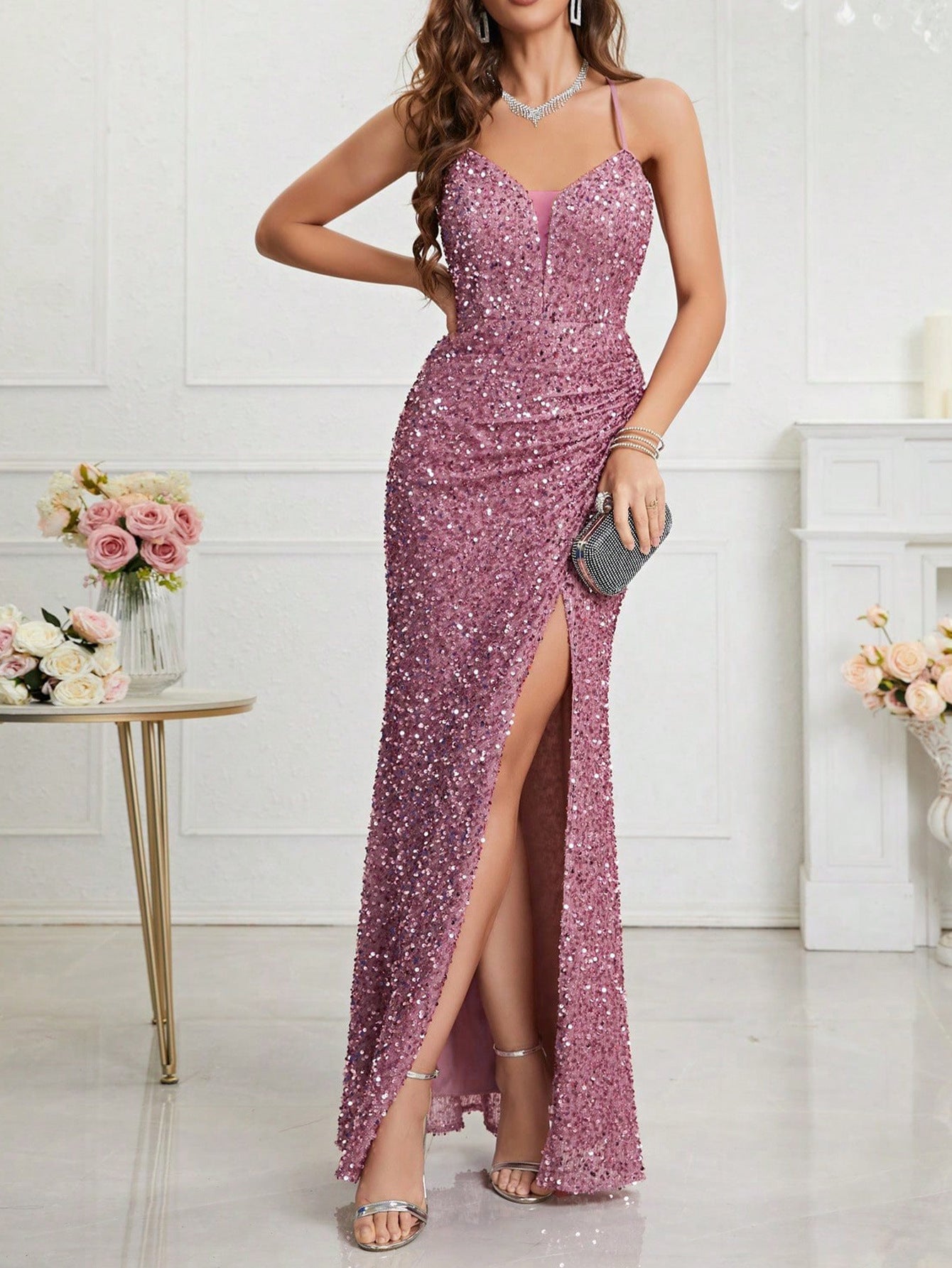 Sequin Ball Gown Wedding Guest Dress