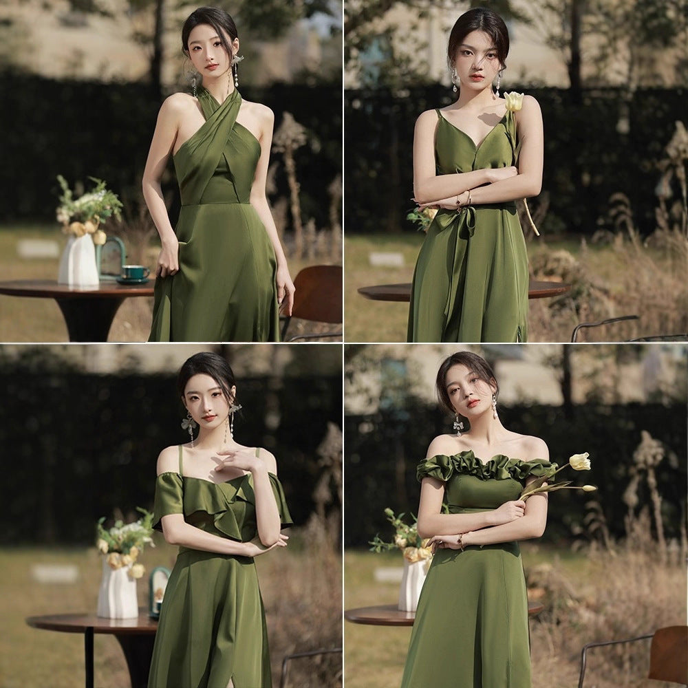 Green Satin Bridesmaid Dress