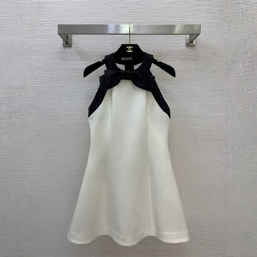Black Satin Halter Graduation Dress