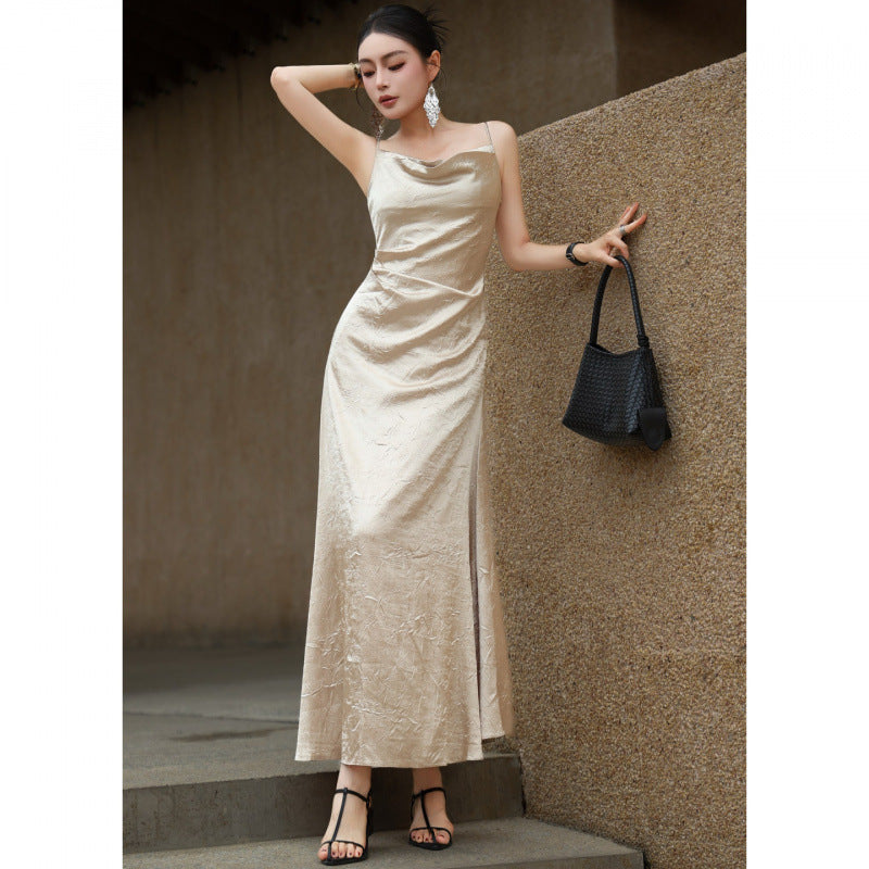 Satin Spaghetti Strap Wedding Guest Dress