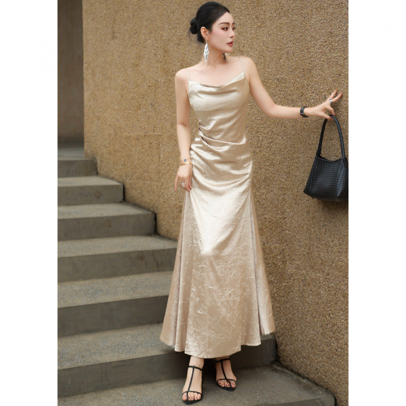 Satin Spaghetti Strap Wedding Guest Dress