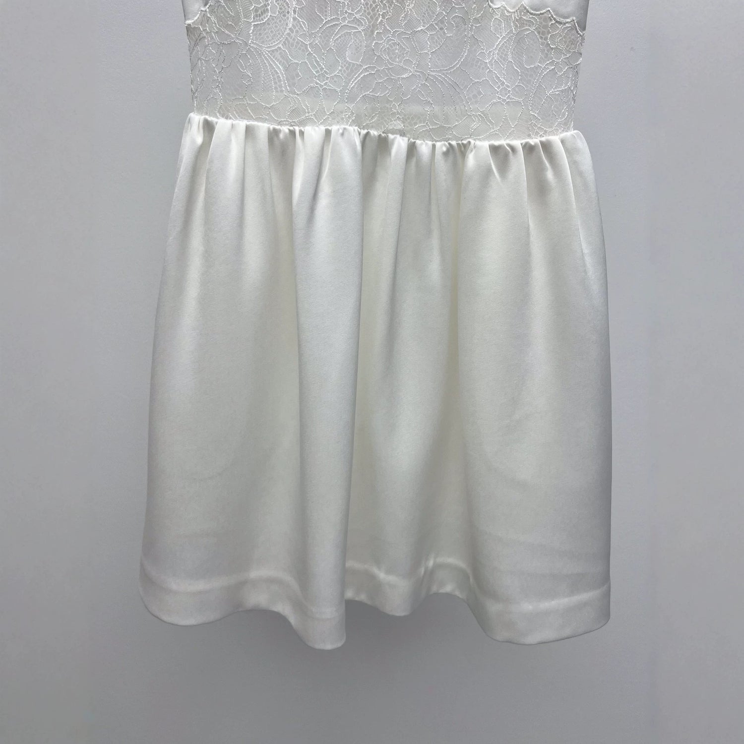 White Satin Lace Graduation Dress
