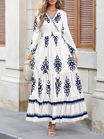V-Neck Long Sleeve Wedding Guest Dress