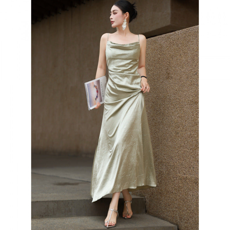 Satin Spaghetti Strap Wedding Guest Dress