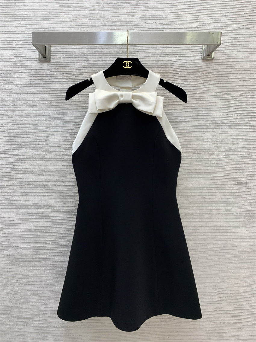 Black Satin Halter Graduation Dress