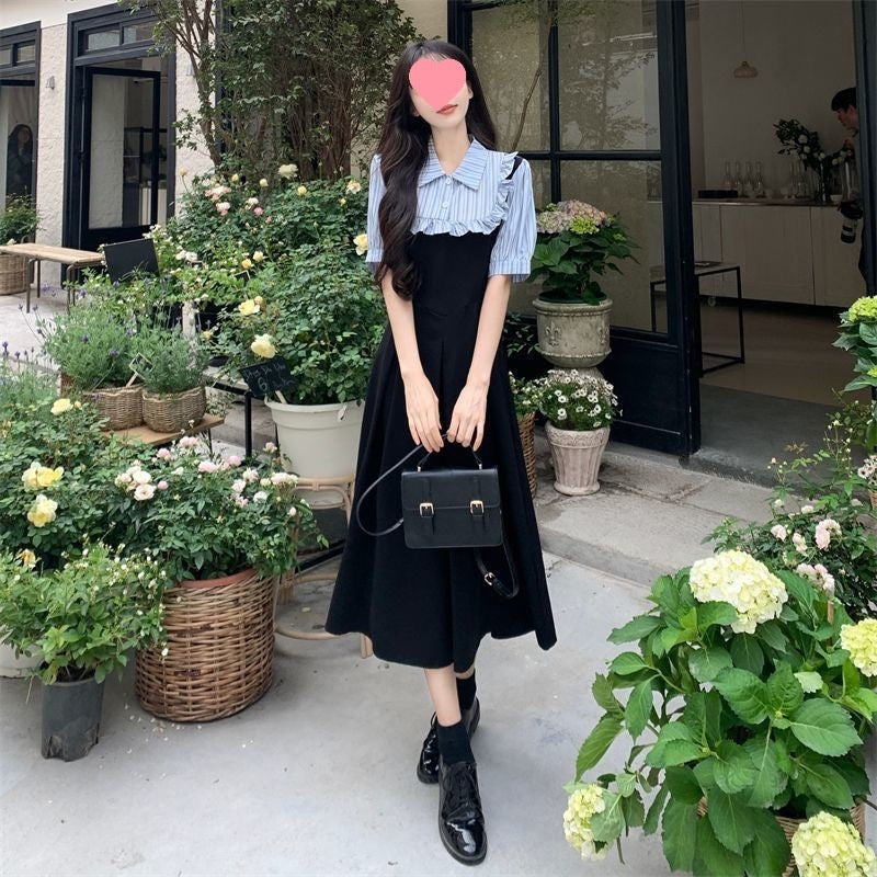 Black Two Piece A-Line Plus Size Formal Dress