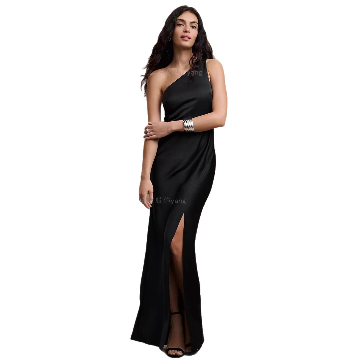 Black Formal Satin Bridesmaid Dress