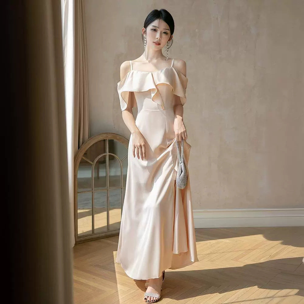 Champagne Satin Bridesmaid Dress