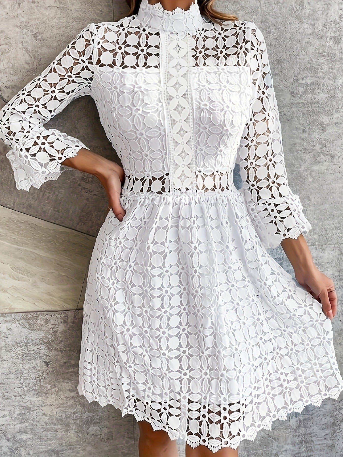 White Lace Wedding Guest Dress