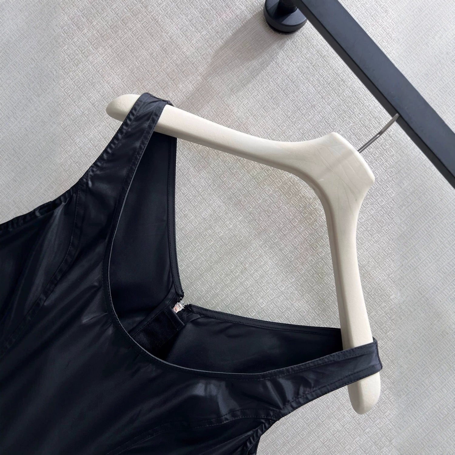 Formal Black Satin Spaghetti Strap Wedding Guest Dress