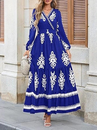V-Neck Long Sleeve Wedding Guest Dress