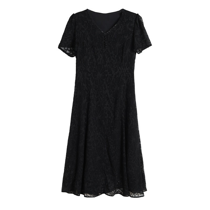 Black Lace A-Line Plus Size Formal Dress