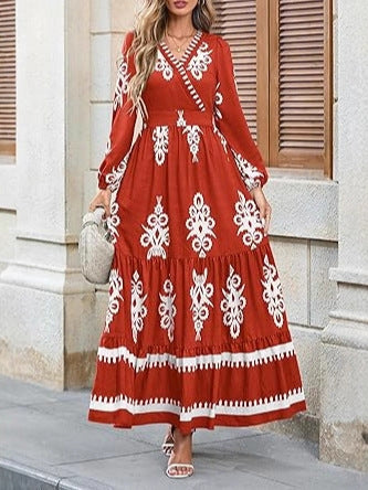 V-Neck Long Sleeve Wedding Guest Dress