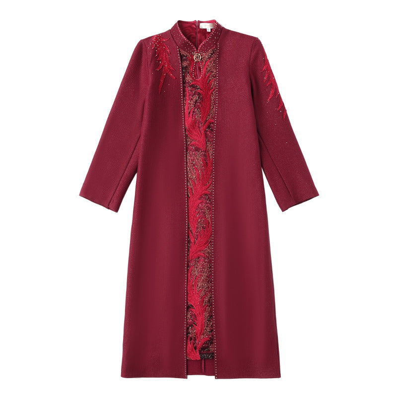 Burgundy Two Piece Bodycon Plus Size Formal Dress
