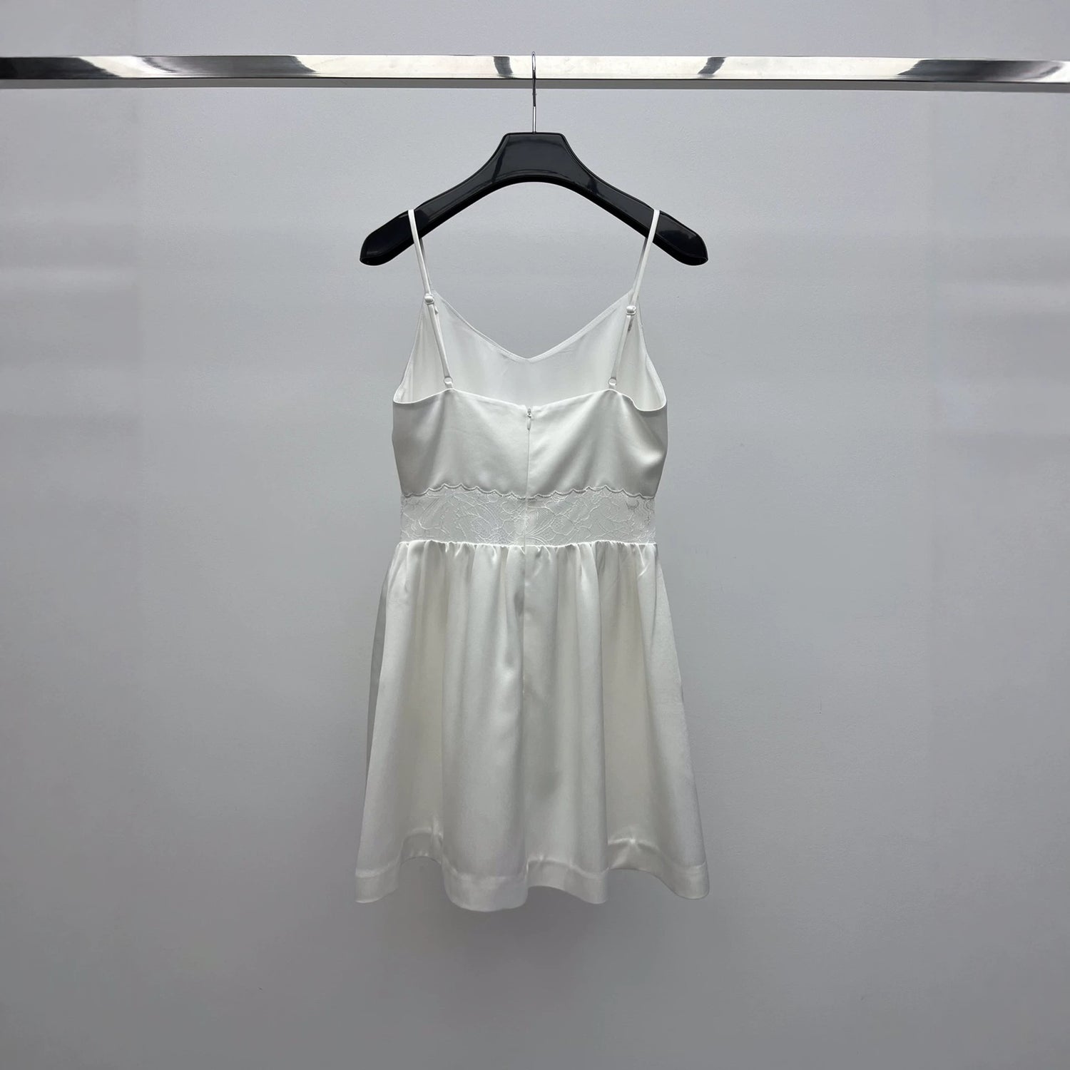 White Satin Lace Graduation Dress