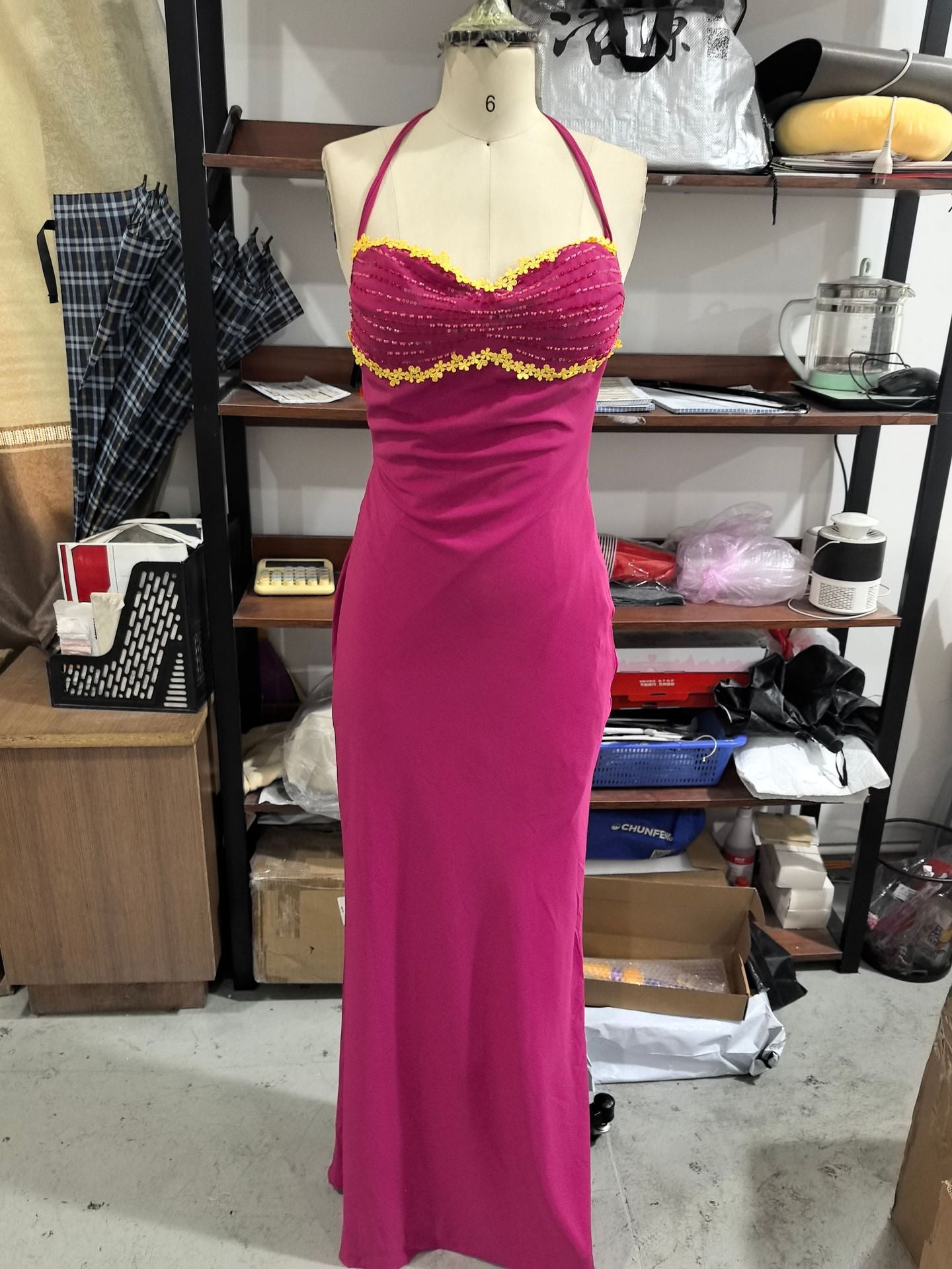 Blue Halter Mermaid Long Prom Dress