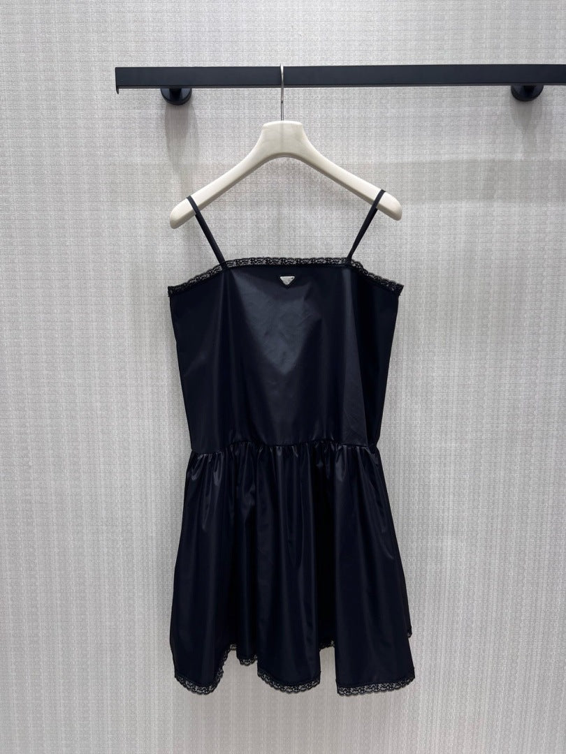 Black Spaghetti Strap Wedding Guest Dress