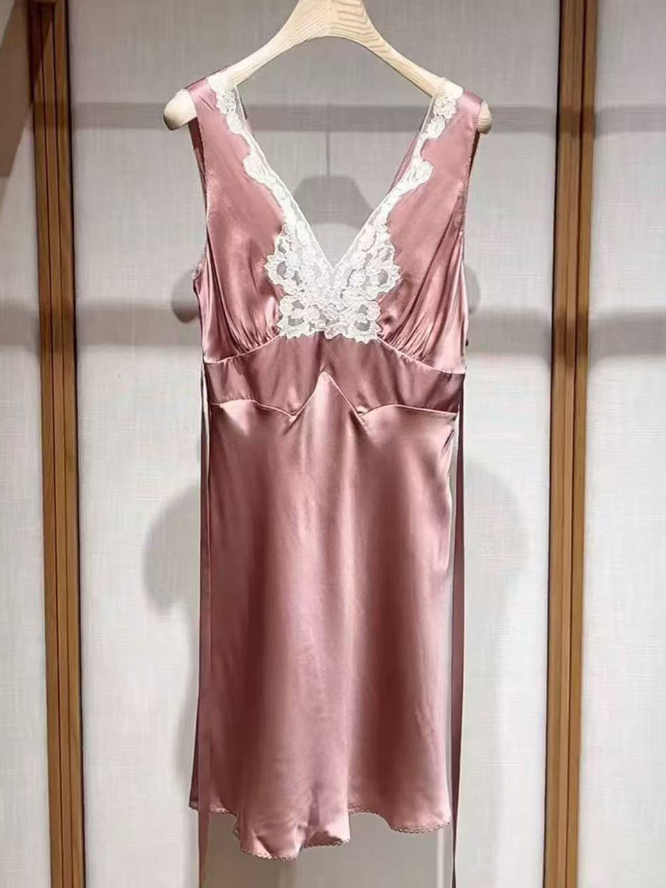 Pink Satin Lace Wedding Guest Dress