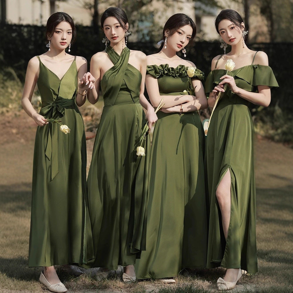 Green Satin Bridesmaid Dress