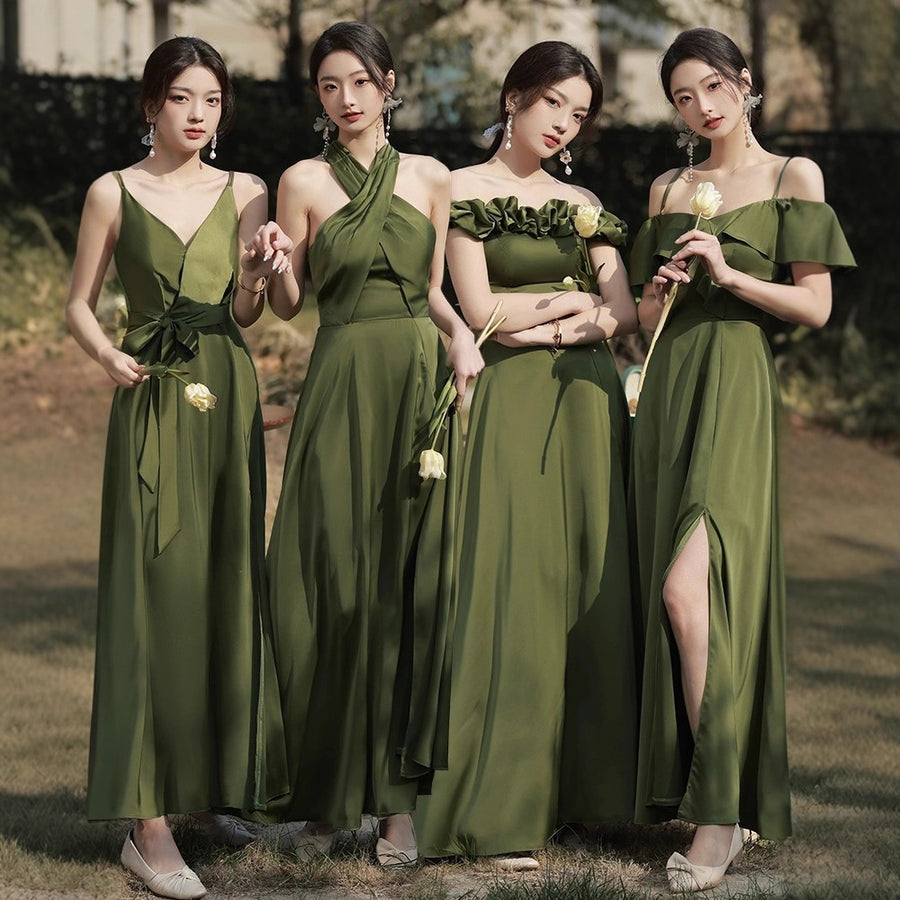 Green Satin Bridesmaid Dress