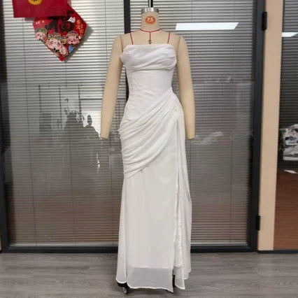 White Strapless Mermaid Long Prom Dress