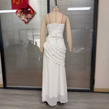 White Strapless Mermaid Long Prom Dress