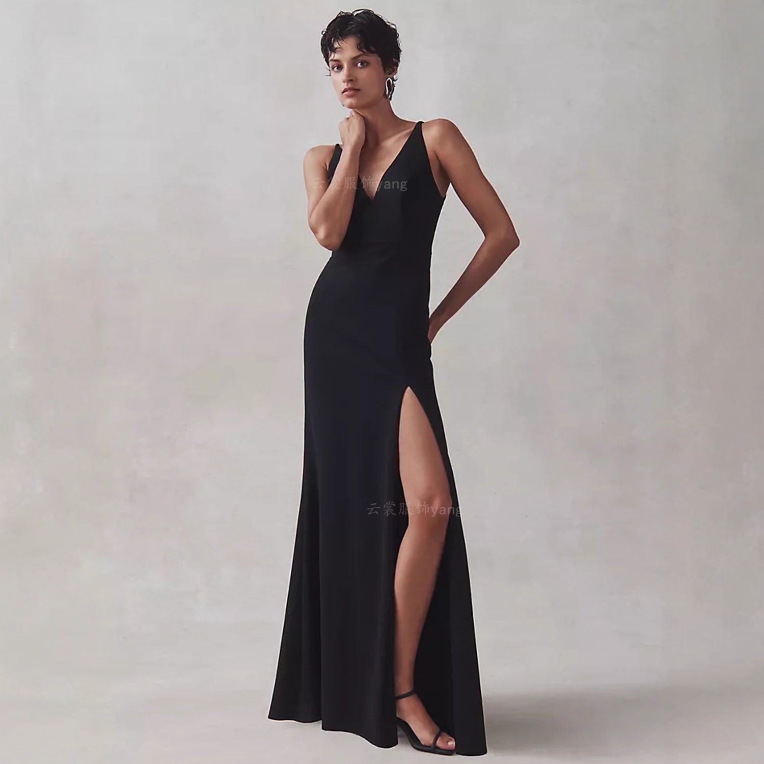 Black Formal Satin Bridesmaid Dress