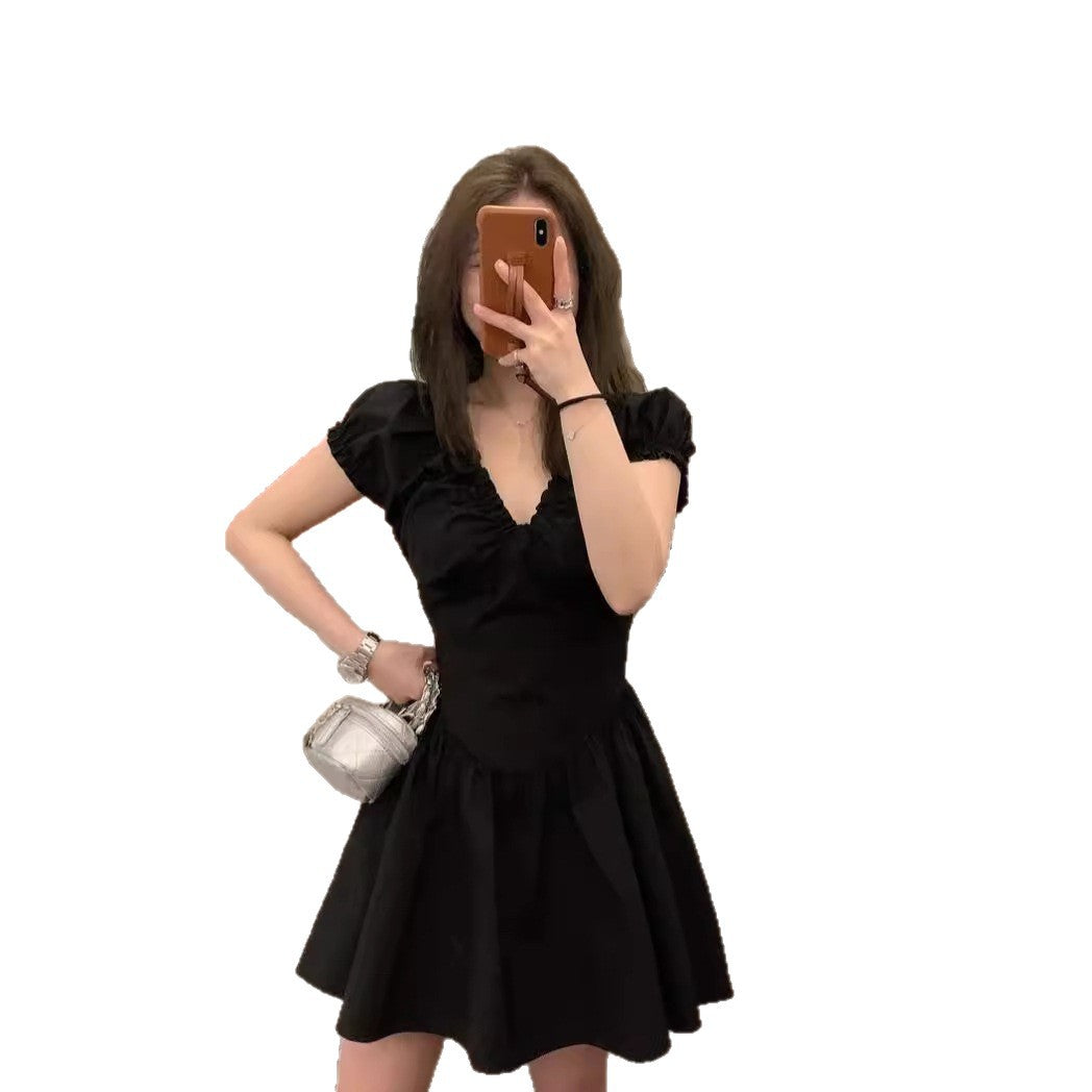 V-Neck Puff Sleeve Plus Size Formal Dress