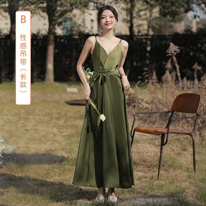 Green Satin Bridesmaid Dress