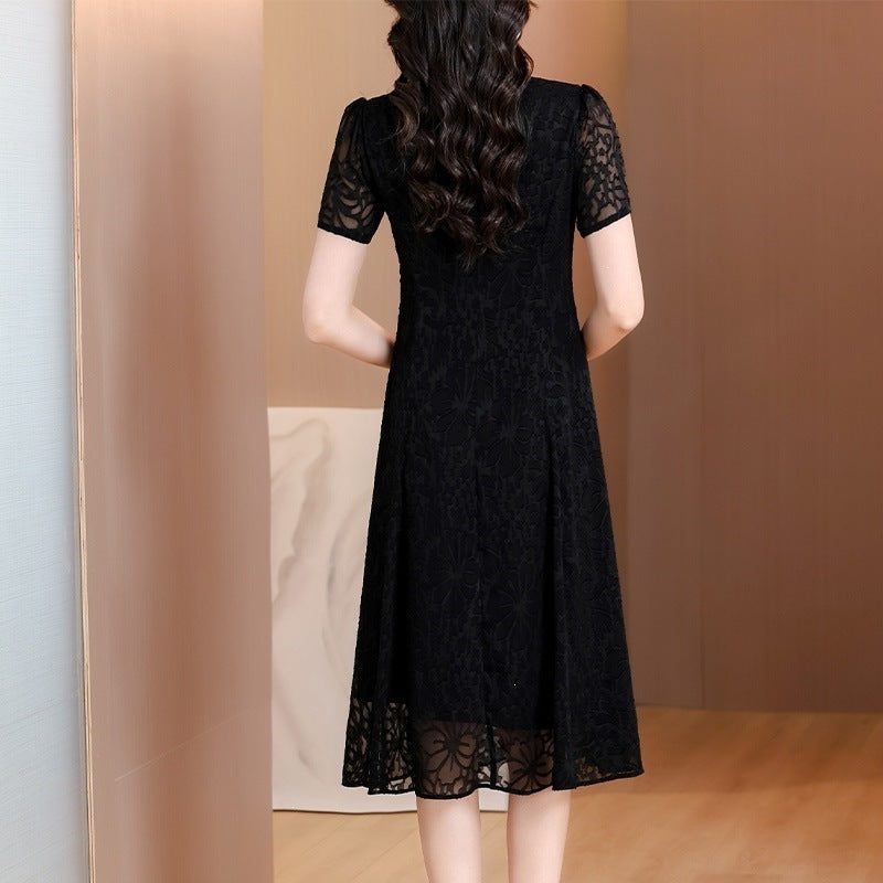Black Lace A-Line Plus Size Formal Dress