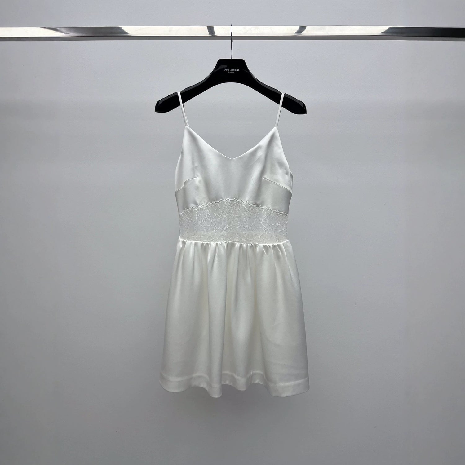 White Satin Lace Graduation Dress