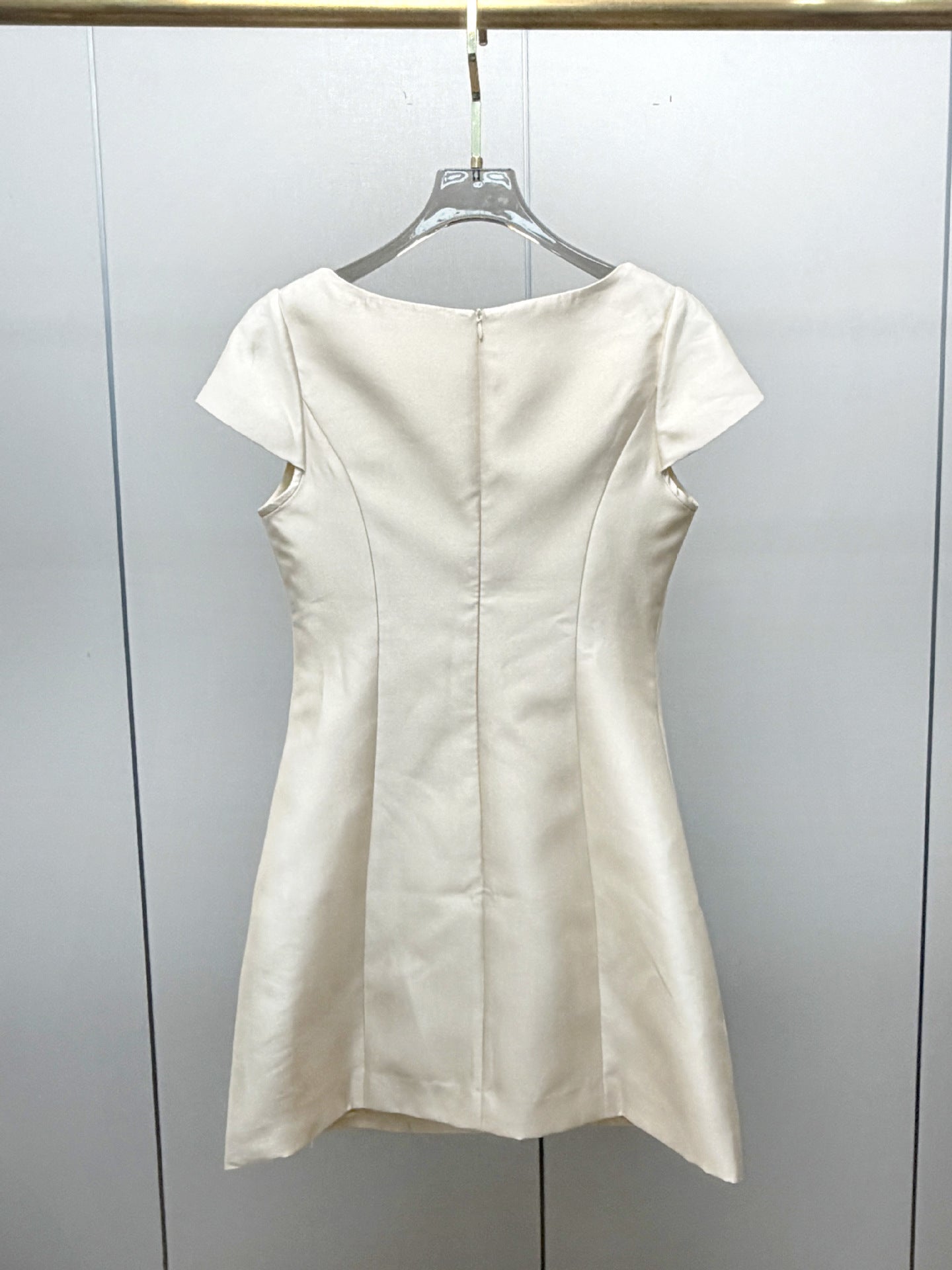 Apricot Satin Square Neck Graduation Dress
