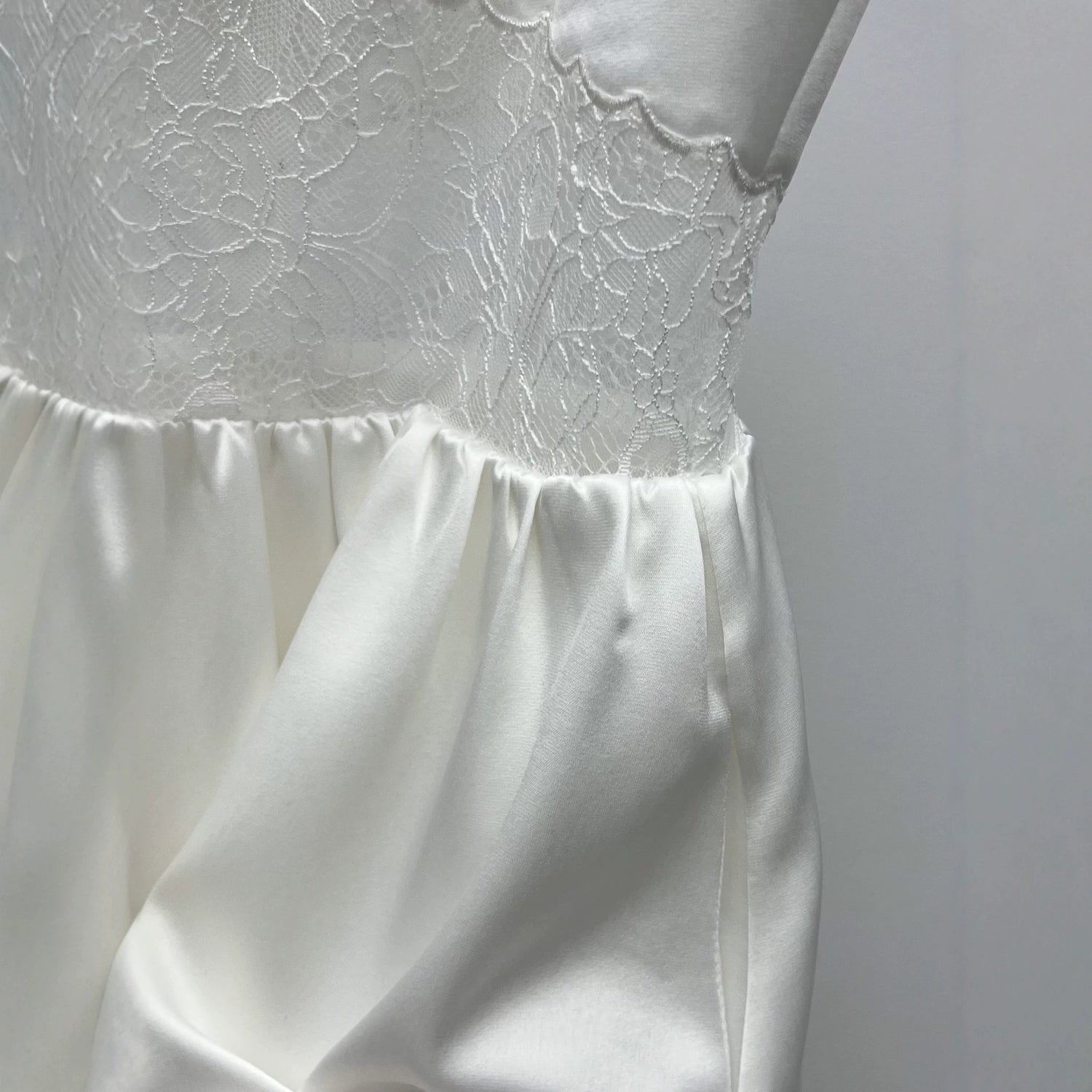White Satin Lace Graduation Dress