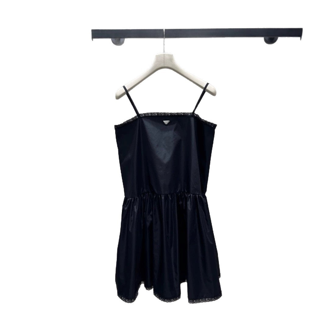 Black Spaghetti Strap Wedding Guest Dress
