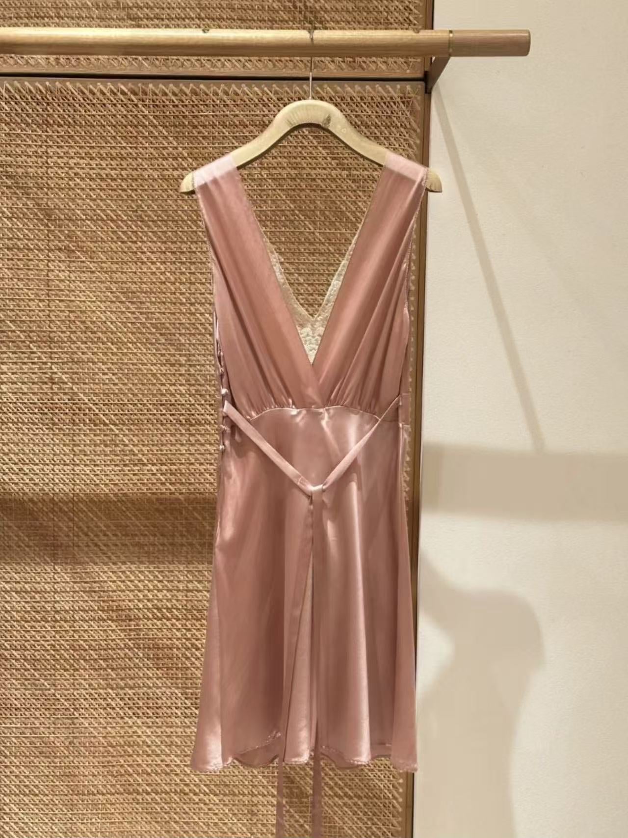 Pink Satin Lace Wedding Guest Dress