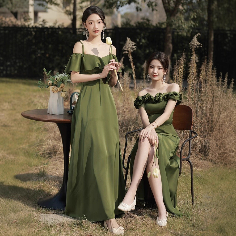 Green Satin Bridesmaid Dress