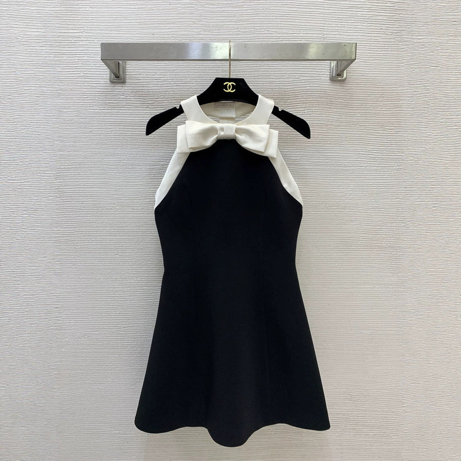 Black Satin Halter Graduation Dress
