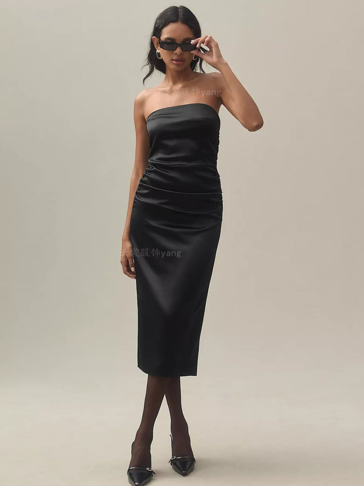 Black Formal Satin Bridesmaid Dress