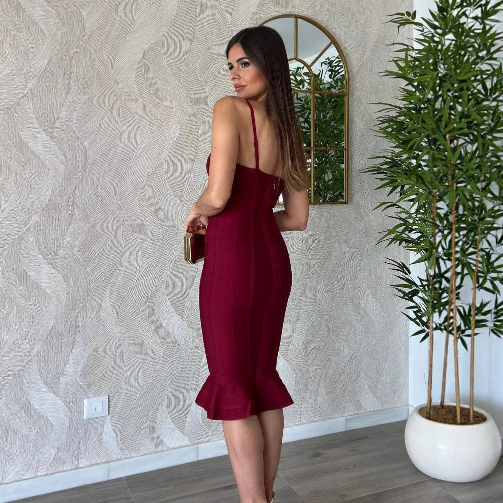 Black Spaghetti Strap Mermaid Long Prom Dress