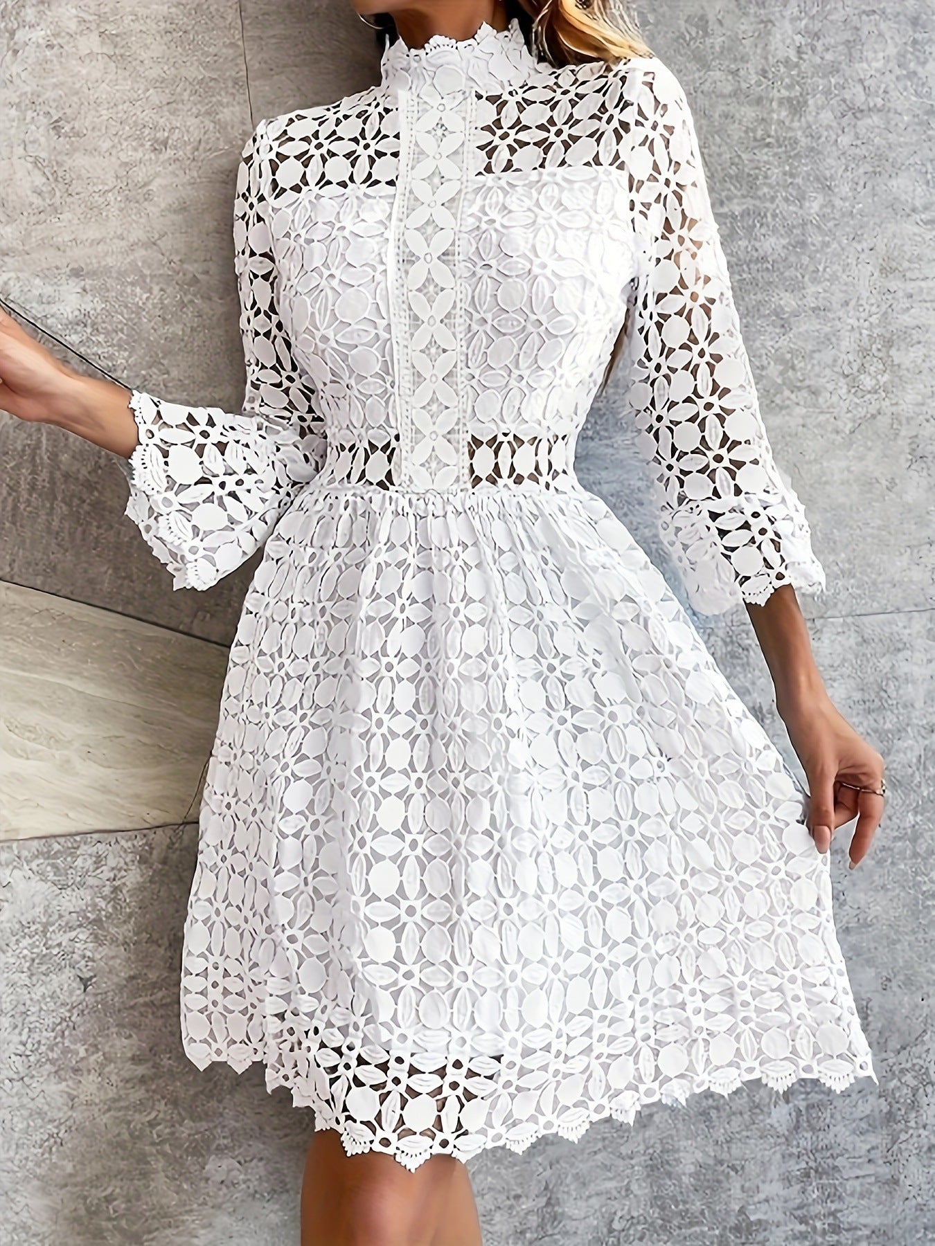 White Lace Wedding Guest Dress