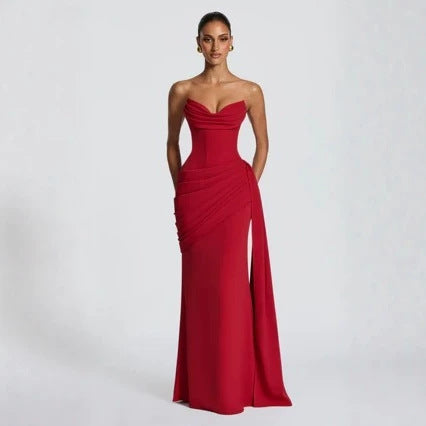 White Strapless Mermaid Long Prom Dress